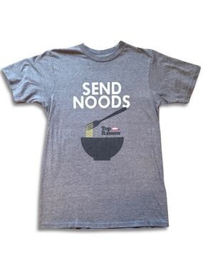 🌈 3 FOR $30 🌈 Tee Luv Top Ramen "Send Noods" Graphic T-Shirt in Grey, Size S